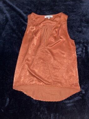 The Vanity Room Satin V-Neck Camisole in Rust Orange